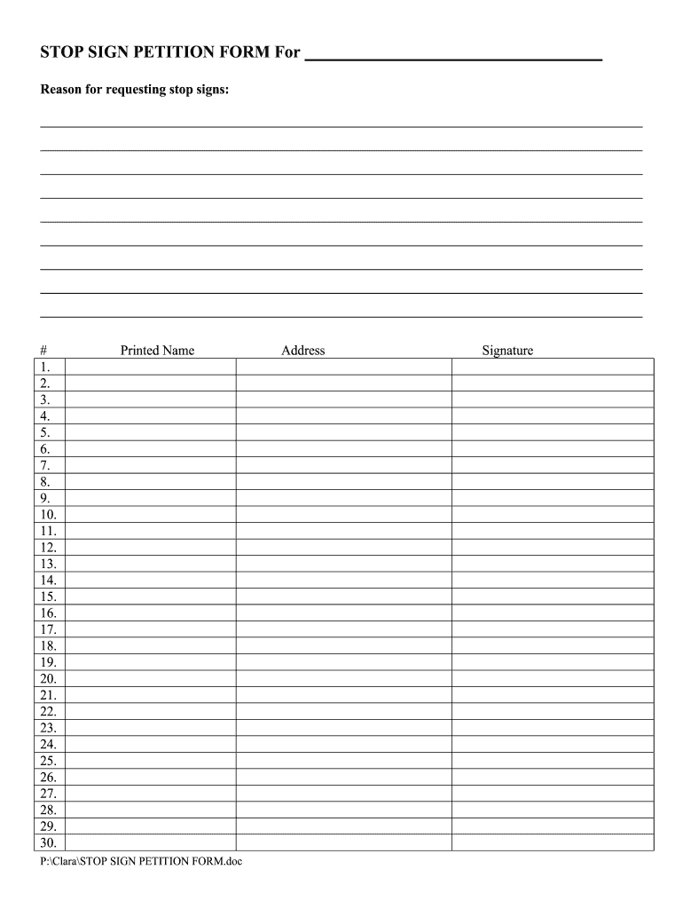 Blank Petition Form to Print